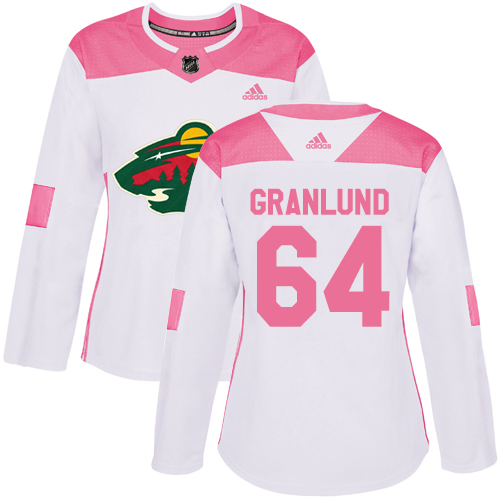 Adidas Wild #64 Mikael Granlund White/Pink Authentic Fashion Women's Stitched NHL Jersey